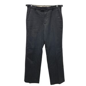 Vtg Banana Republic Mens Actual 34x33 Wool Blend Pants Black Pinstripe‎ Slacks